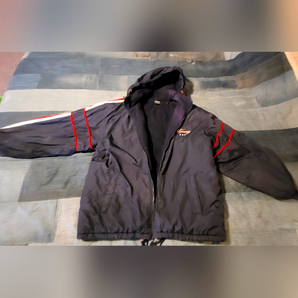 Choice Sports USA Coat Tommy embroidered on front & back Xl, blue with red trim